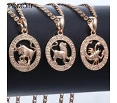 Trendsmax 12 constelaciones del signo del zodiaco collares colgantes para Mujeres Hombres 585 oro rosa joyería masculina regalos de cumpleaños de moda GPM16