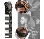 Peine para barba, peine de bolsillo para hombre, cepillo portátil de acero inoxidable para bigote. plata