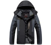 Chaqueta de invierno para hombre, abrigo para exteriores, montañismo, esquí, chaqueta cálida, chaqueta de gran tamaño S negro