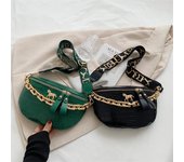 Riñonera de cadena gruesa para mujer, riñonera a la moda, bolsos cruzados para el pecho, bolso con cinturón para mujer, bolso de hombro de cocodrilo blanco