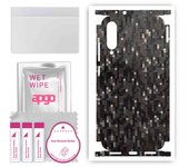 apgo Protective Skin Sticker for the back+sides compatible with Xiaomi Mi A3, Full Wrap Film, Foil, Vinyl - Pattern Carbon Black Pixel