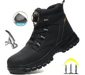 Zapatos de trabajo con botones giratorios para hombre, zapatillas de trabajo antipinchazos, zapatos de seguridad para el trabajo negros impermeables, botas con punta de acero antideslizantes 40 negro