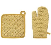 Gant + Manique imprimés 100% Coton - Moutarde