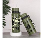 Hervidor de agua de acero inoxidable para exteriores, de camuflaje, de gran capacidad, estilo militar, para deportes, termo, portátil, para campamento de verano, para viajes negro