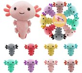 Peluche de ajolote kawaii, juguete de ajolote, pez ajolote, peluches de ajolote, muñeco de peluche, animal kawaii, muñecos de peluche de ajolote rosa, regalos