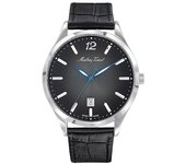 Reloj de cuarzo Mathey-Tissot Urban H411AN con correa de piel y esfera negra para hombre negro