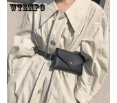 WTEMPO, riñonera para mujer, riñonera perforada Simple, bolsos con cadena para teléfono, bolso informal para mujer, bolso negro para mujer 17*10*1.8cm negro