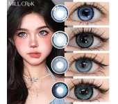 Millcreek lentes de contacto azules 2 piezas (1 par) Cosméticos para ojos lentes de contacto de color 14,5 MM ojos de muñeca suaves cómodos contactos azules brillantes 1 año de uso de ojos azul de bebé