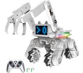 Juguete robot para niños, coche de juguete con control remoto de 2,4 G con pantalla LCD y luz LED y música para niños 1 Battery blanco