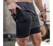 Pantalones cortos de entrenamiento para hombre, ligeros, para yoga, gimnasio, con bolsillos con cremallera M azul
