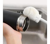 Cepillo para botellas, cepillo para limpiar botellas con mango largo, adecuado para limpiar recipientes de boca estrecha, botellas deportivas al vacío, vasos blanco