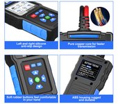 Probador de batería de coche de 12 V y 24 V, comprobador de batería automotriz, 202000 CCA, 10 Ah, 300 Ah, ácido, AGM, AGM plano negro