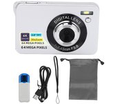 Cámara digital HD 4K de 2,8 pulgadas y 64 MP con zoom de 20X y enfoque automático, cámara de vlogging portátil para niñas, niños y adolescentes plata