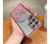 Funda magnética con purpurina y diamantes brillantes para Samsung Galaxy S25 Ultra S24 FE A56 A36 A26 A16 A55 A35 A25 A15 A54, funda para iPhone 16, 15 Plus, 14 y 13 Pro Max. iPhone 11 azul
