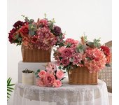 Flor Artificial de peonía rosa, 6 tenedores, Estilo Vintage, realista, no se decolora, resistente a los rayos UV, flores de peonía realistas, ropa sexual para adultos rojo