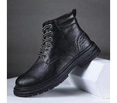 2025 nuevas botas para hombre, estilo británico, botas casuales de cuero genuino para hombre, zapatos de plataforma masculinos resistentes al desgaste, botas de venta caliente para hombre 38 negro