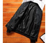 Chaqueta de hombre, abrigo con cuello alto, manga larga, cremallera, solapa, chaqueta con bolsillos, estampado, dobladillo elástico, ropa de calle informal M negro
