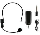 Micrófono inalámbrico de 2,4 GHz, micrófono profesional para la cabeza, amplificador de volumen, transmisor de micrófono 2.4GHz negro