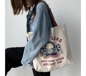 Bolso de mujer de gran capacidad, bolso de lona de viaje, hombro femenino, letra simple, estudiantes literarios, bolsa de lona deportiva para yoga