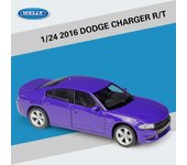 Escala 1/24 Welly 2016 Dodge Charger R/T Modelo de coche de aleación Funde vehículos de juguete de metal Modelo de coche Colección de alta simulación Regalos para niños 1/24- 19.5x7.3x5.7cm púrpura