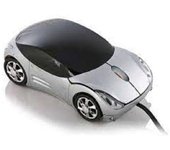 Ratón con cable USB Óptico Coche deportivo para computadora LED Gris claro