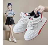 Zapatillas de deporte blancas ligeras para mujer, plataforma de moda con cordones de cuero de PU, zapatos deportivos informales para correr, zapatillas de deporte cómodas para caminar para mujer, zapatos de tenis 35