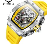 ONOLA Reloj multifuncional impermeable para hombre con banda de silicona, relojes deportivos de cuarzo para hombre