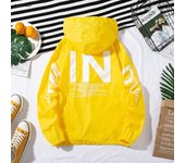 Chaqueta tipo sudadera cortavientos de talla grande de verano para mujer, chaqueta con capucha y cremallera a la moda, abrigo tipo bomber con letras, ropa de calle femenina XXXXL negro