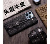 Funda de piel auténtica para Apple 14, iPhone 13 Pro, 11 Pro Max y X - Diseño de cocodrilo, chapa 3D - Una pieza iPhone15