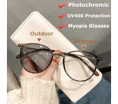 Gafas fotocromáticas ovaladas para miopía para hombres y mujeres, gafas de sol con bloqueo de luz azul Uv400, gafas para deportes al aire libre de diseño de lujo Unisex Anti-blue Light 0