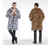 Otoño e Invierno nuevos hombres abrigo de piel sintética patrón de tigre abrigo largo moda hombres europeos y americanos tallas grandes 4XL
