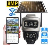 Nueva cámara IP Solar WiFi para exteriores, cámara de vídeo PTZ de doble lente de baja potencia, detección de movimiento PIR, protección de seguridad, cámara de vigilancia CCTV WiFi Cam