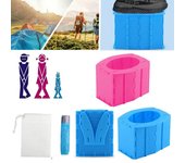 Inodoro plegable para viajes al aire libre, asiento móvil portátil para acampar y caminar con 10 bolsas de basura azul