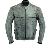 Chaqueta de cuero para motocicleta Tracker para hombre, abrigo protector de motociclista extra suave desgastado S gris