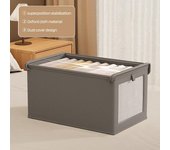Cesta de almacenamiento grande con ventana visible y tapa a prueba de polvo, caja de almacenamiento de ropa plegable de gran capacidad, edredones, mantas, organizador de armario, ropa interior A beige
