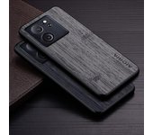 Funda para Xiaomi 14 13 12 12S 11 10 13T 12T 11T Pro Ultra Lite funda de teléfono de cuero con patrón de madera de bambú fundas de lujo for Xiaomi 14 cian