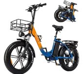 Bicicleta eléctrica plegable Ridstar MN-20 de aluminio con motor sin escobillas de 1000 W y batería de 48 V y 20 Ah, neumáticos anchos de 20 x 4 pulgadas. orange color