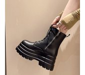 Botines blancos con plataforma gruesa para mujer, botines de piel sintética para otoño e invierno, botas de moto con suela gruesa estilo punk para mujer 35