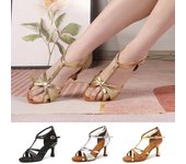 Zapatos de baile de salón profesionales para mujer, zapatos de baile latino para interiores, Salsa, tacón de 7cm 34 negro