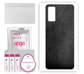 apgo Protective Skin Sticker for the back compatible with Vivo X60 5G, Wrap Film, Foil, Vinyl - Pattern Black Leather