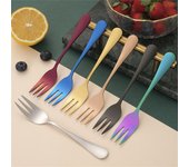Tenedor de postre, tenedor de ensalada, juego de vajilla multicolor, tenedor para helado, pastel, té, accesorios de cocina portátiles de acero inoxidable