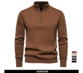 2023 nuevo otoño suéteres con cremallera para hombres de alta calidad cálido invierno cuello alto suéter de punto de algodón para hombres S 55-65 kg negro