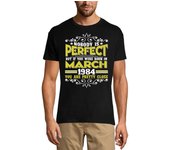 Camiseta ULTRABASIC para hombre Nadie es perfecto pero si naces en marzo de 1984 - Camiseta divertida con regalo de cumpleaños número 37 XS negro