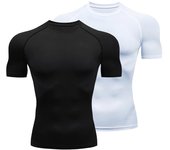 Camisetas de compresión para correr para hombre, camiseta de fútbol de secado rápido, ropa deportiva ajustada para Fitness, camiseta de manga corta de deporte corto para gimnasio, transpirable M blanco