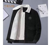 Chaqueta de hombre con solapa de manga larga, forro de felpa, abrigo con bolsillos con solapa, cierre de cremallera completo, abrigo de pana cálido y grueso de color sólido M gris