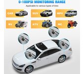 Sistema de control de presión de neumáticos, alarma de neumáticos de coche impermeable, transmisión inalámbrica BT 5,0, en tiempo real negro