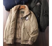 Chaqueta de piloto de la Fuerza Aérea con relleno de algodón de invierno para hombre, chaqueta de terciopelo con cuello de piel de cordero engrosada, chaqueta acolchada de algodón, traje de cubierta para herramientas para hombre 5XL