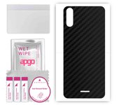 apgo Protective Skin Sticker for the back compatible with Wiko Sunny 5 Lite, Wrap Film, Foil, Vinyl - Pattern Carbon Black