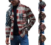 Chaqueta con botones de manga larga estampada informal diaria a la moda para hombre M rojo
