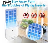 Trampa para moscas adhesiva con luz ultravioleta silenciosa, dispositivo de control físico para moscas en interiores, almohadilla LED para atrapar pequeños animales voladores EU negro